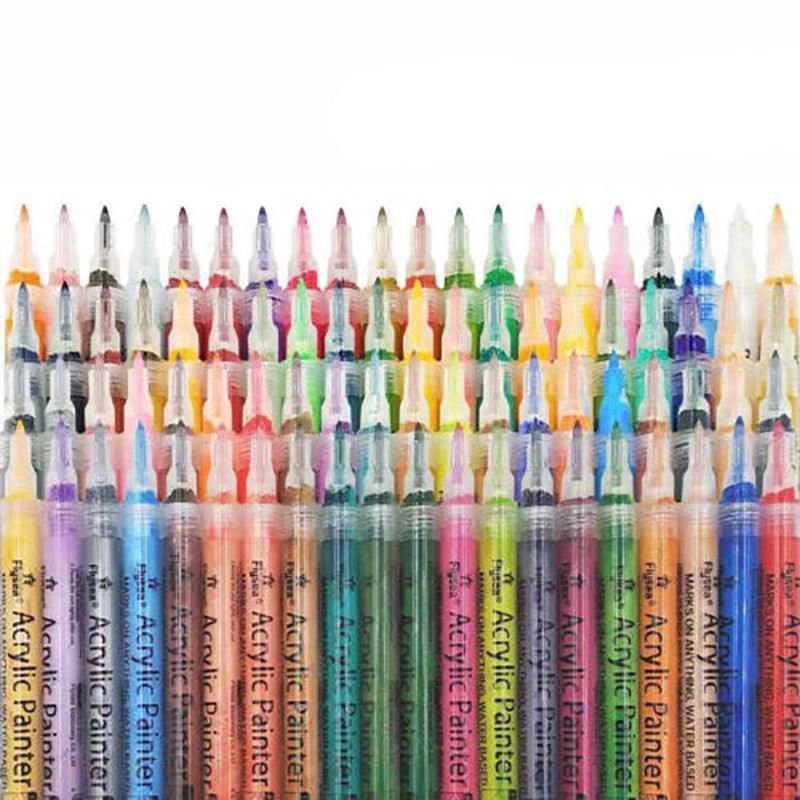 Flysea 12-80 Colours Acrylic Paint Pens Painting Stone Ceramic Glass Markers 0.7 - 80-Colour Set